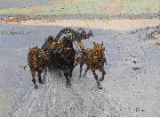 Franz Roubaud Troika racing through the snow Spain oil painting artist